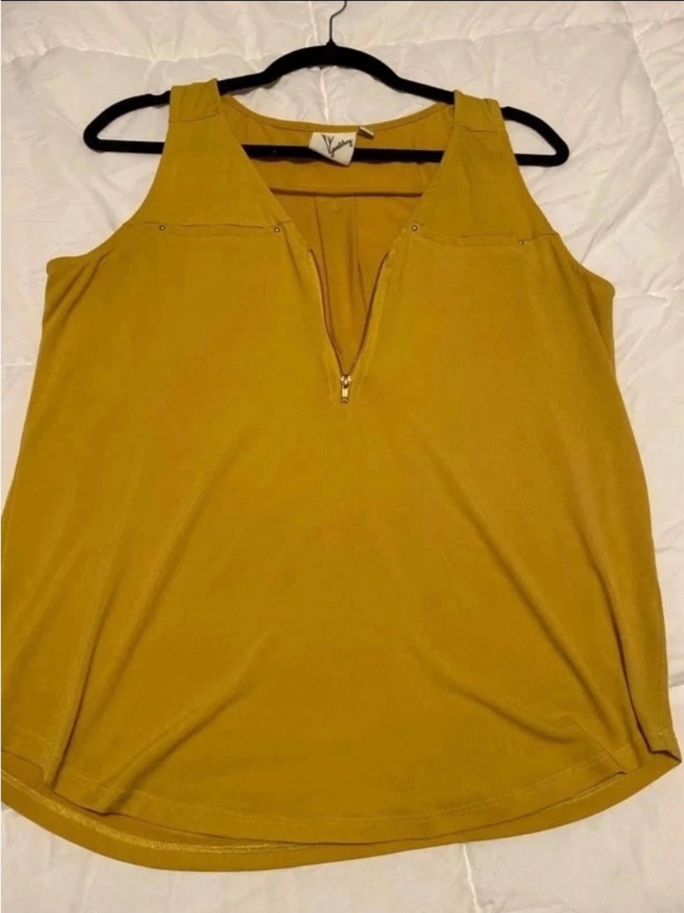Sleeveless Zip-Front Blouse in Mustard